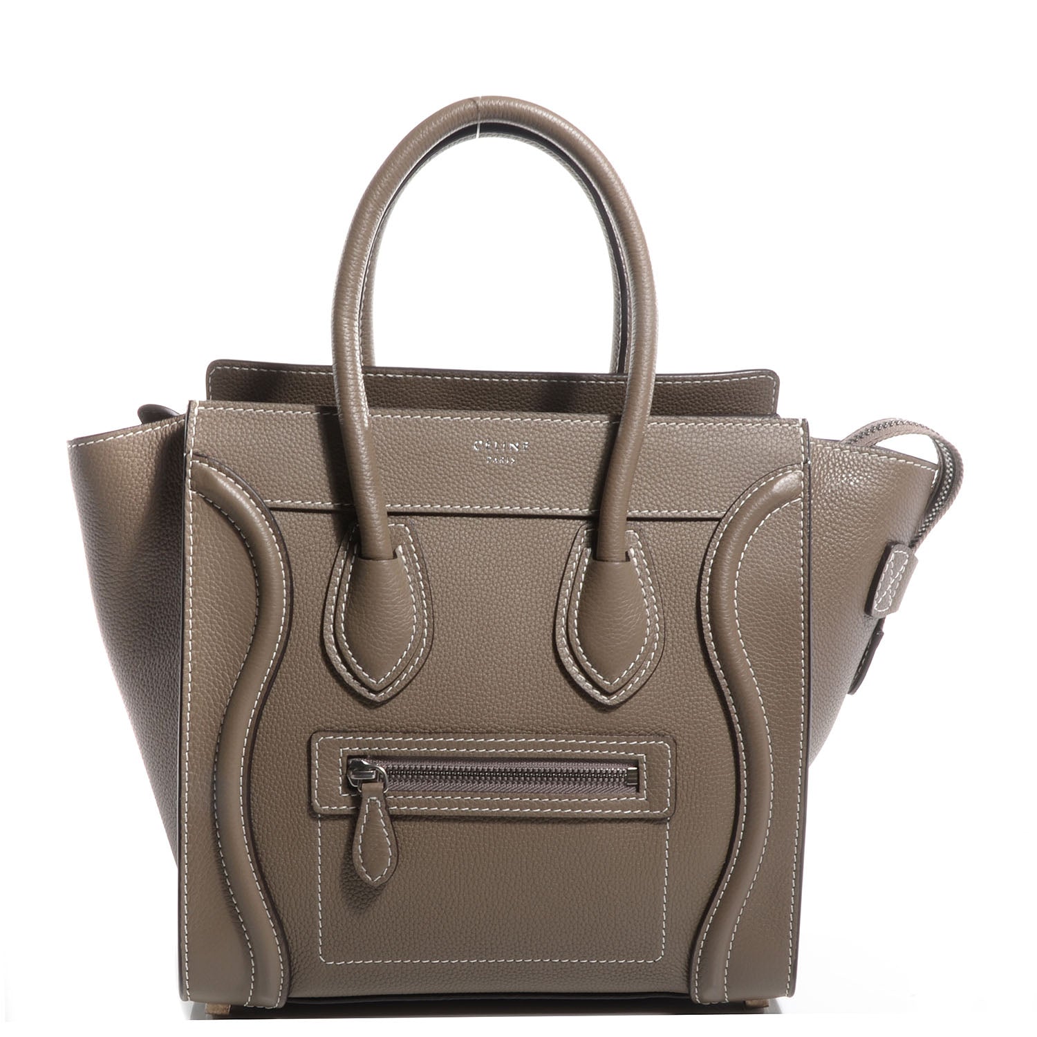 Celine Drummed Calfskin Micro Luggage Souris 1 of 9
