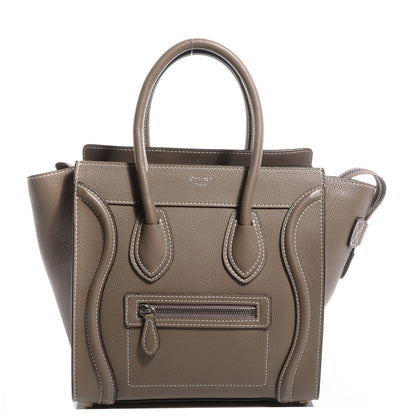 Celine Drummed Calfskin Micro Luggage Souris 1 of 9