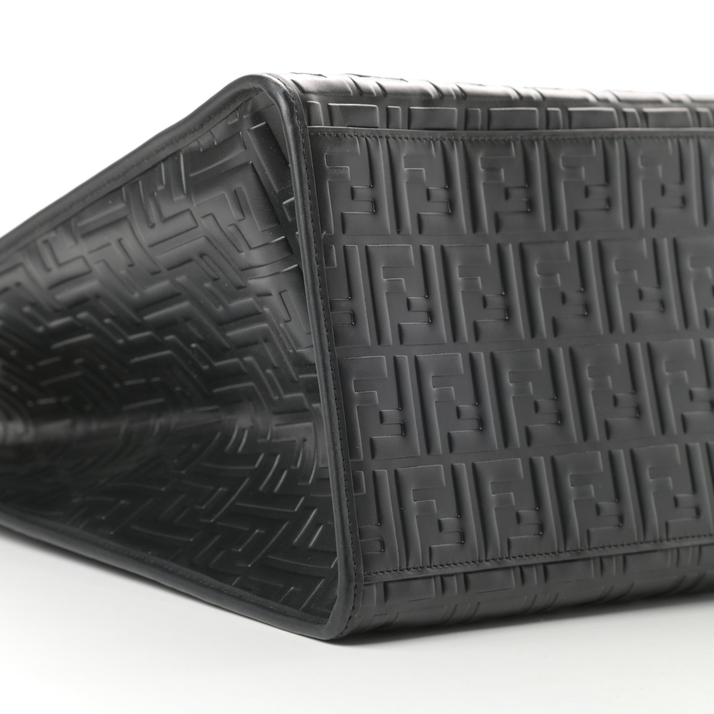 Vitello Century Wicker FF 1974 Embossed Large Runaway Shopper Tote Black