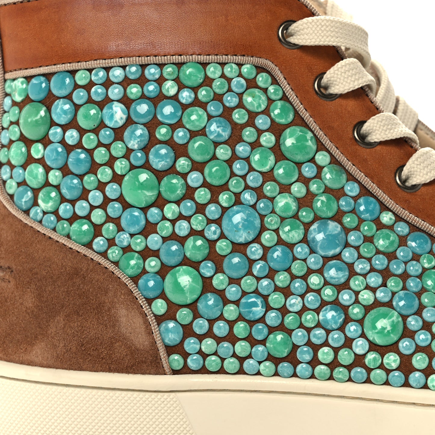Calfskin Suede Minerom India Flat Sneakers 40.5 Turquoise