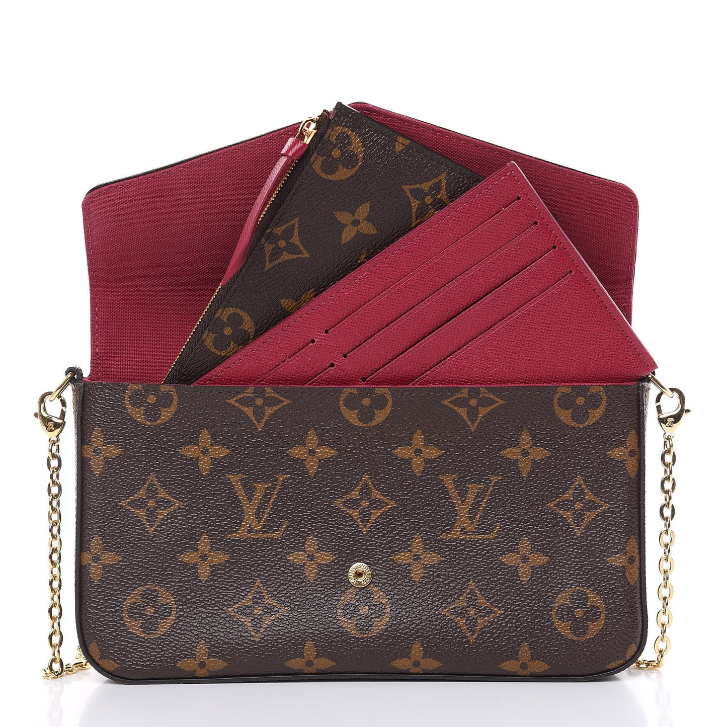 Monogram Pochette Felicie Chain Wallet Fuchsia