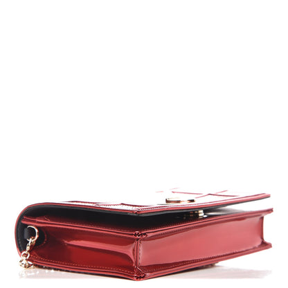 Christian Dior Metallic Patent Micro-Cannage Diorama Wallet on Chain Pouch Red 4 of 8