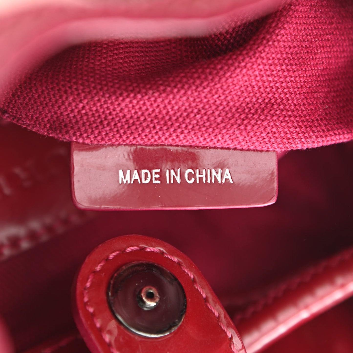 Patent Trim Gradient Nova Check Drawstring Shoulder Bag Raspberry