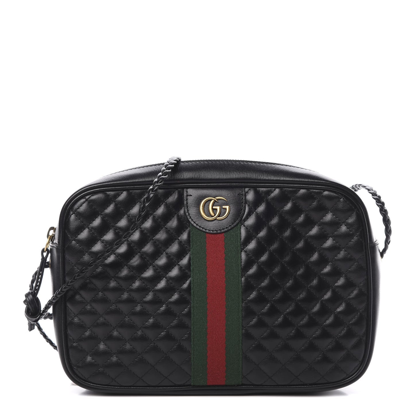 Calfskin Web Trapuntata Small GG Shoulder Bag Black