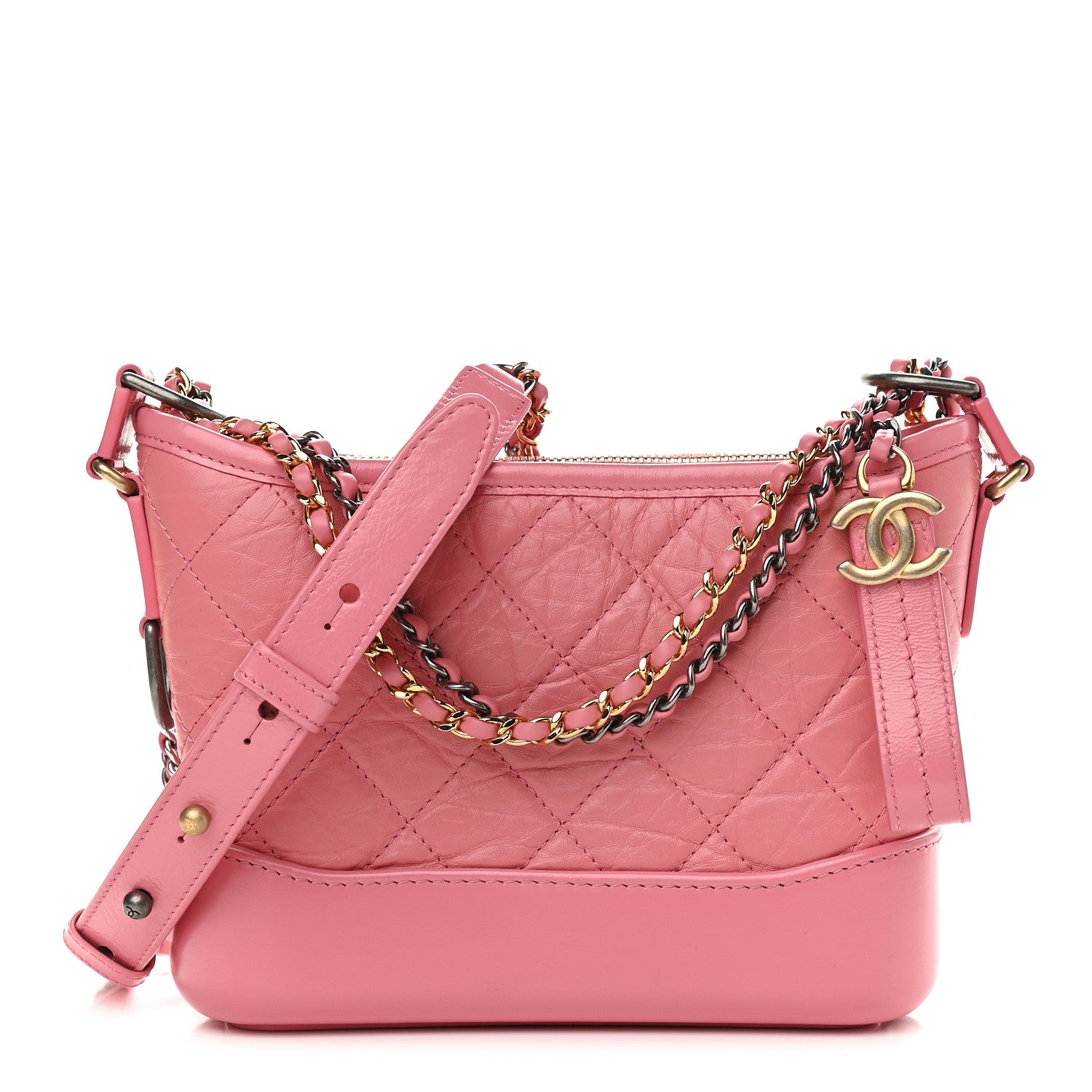 Chanel Aged Calfskin Quilted Small Gabrielle Hobo Rose 1 of 9