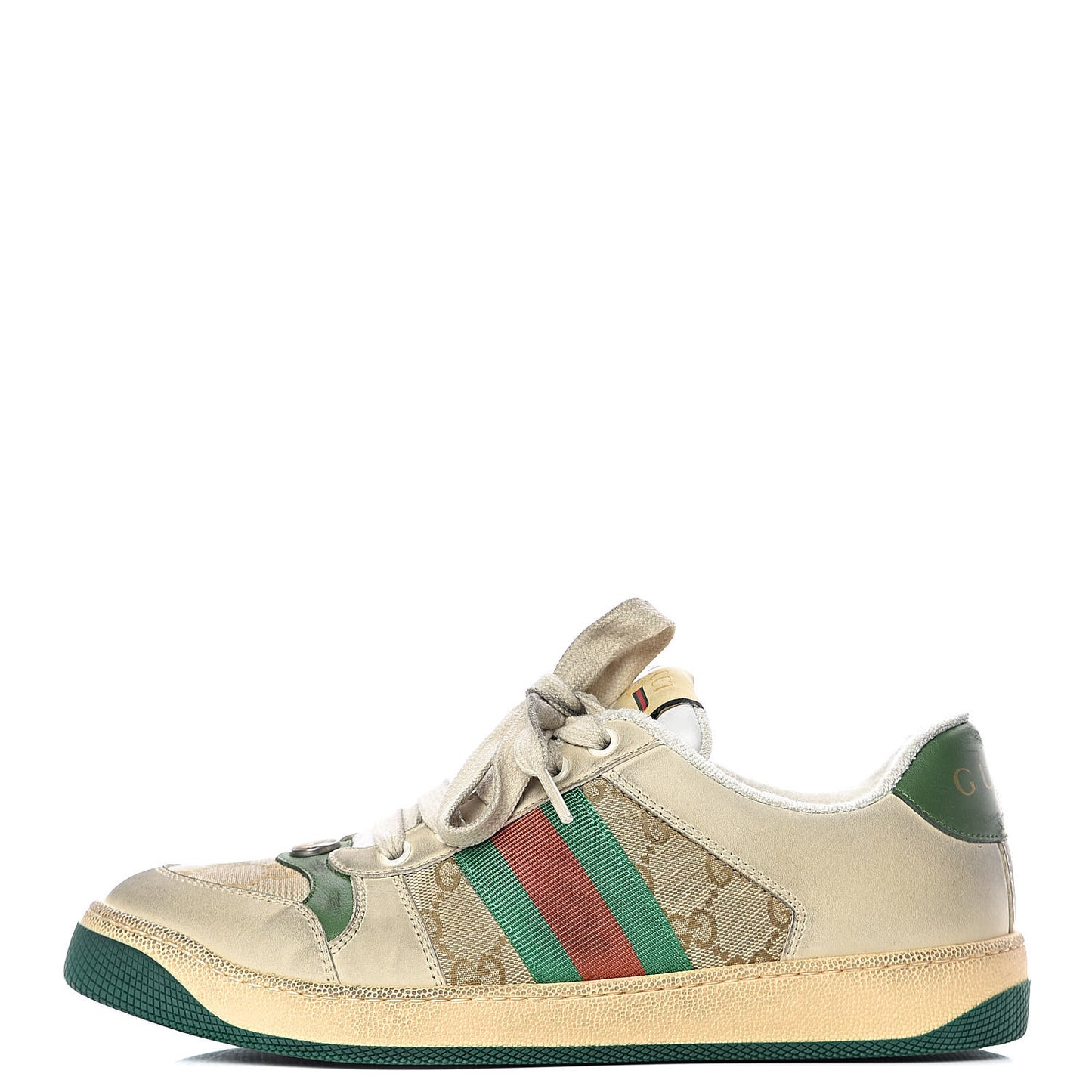GG Monogram Nubuck Web Womens Screener Sneakers 38.5 New Sand Dusty Milk Vintage Green