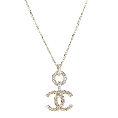 Chanel Crystal CC Drop Logo Necklace Gold 1 of 6