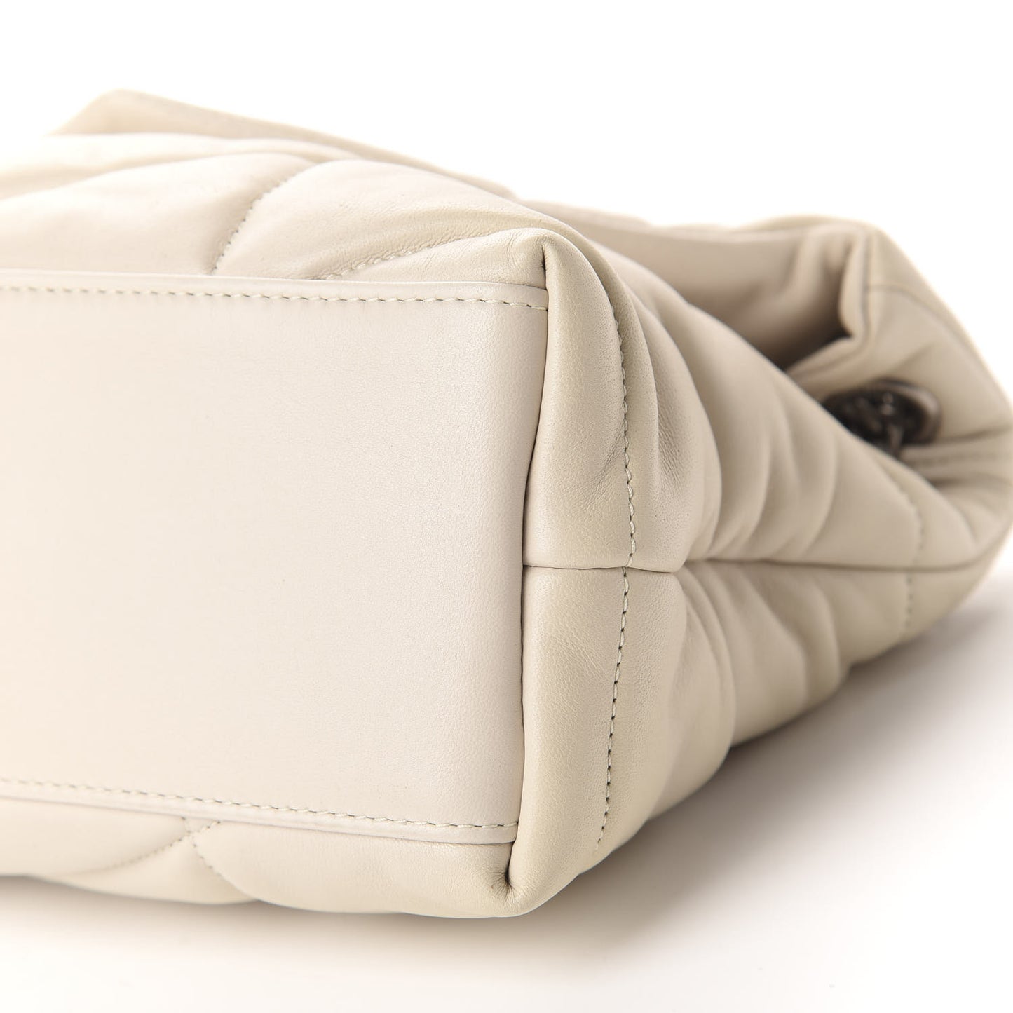 Lambskin Quilted Small Loulou Puffer Monogram Chain Satchel Blanc Vintage