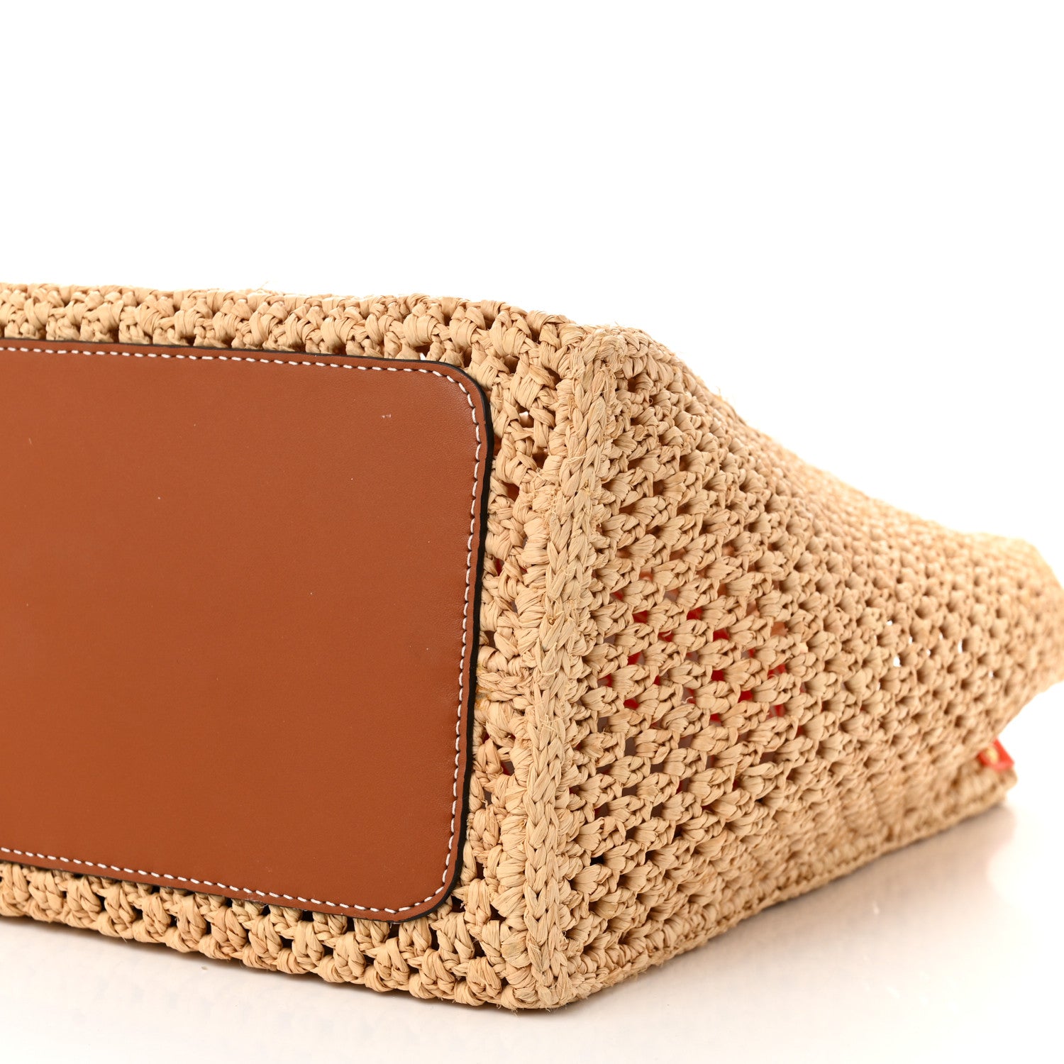 Louis Vuitton Raffia Calfskin Saint Tropez OnTheGo MM Natural Orange 11 of 12