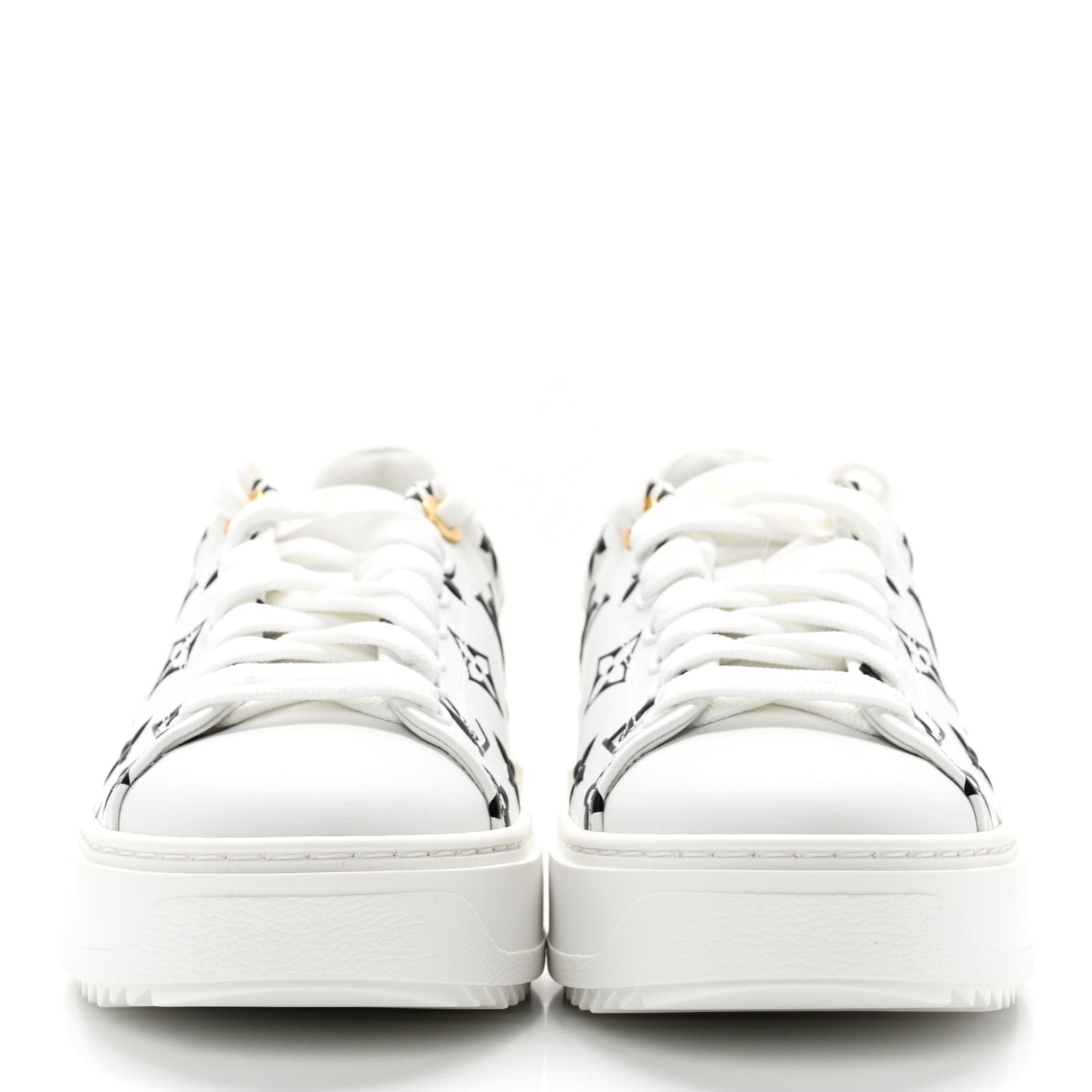 Calfskin Monogram Debossed Time Out Sneakers 37 Black