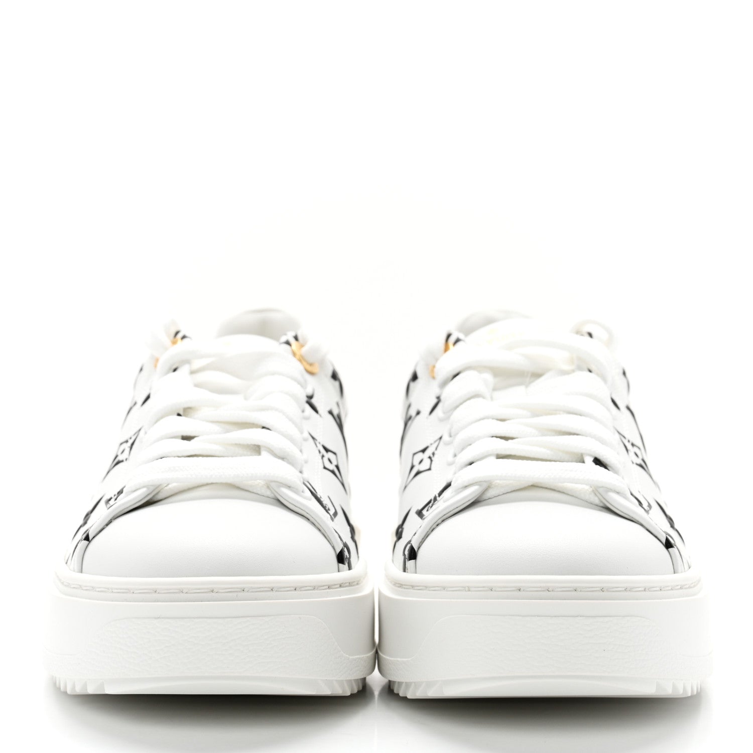 Louis Vuitton Calfskin Monogram Debossed Time Out Sneakers 37 Black 2 of 9