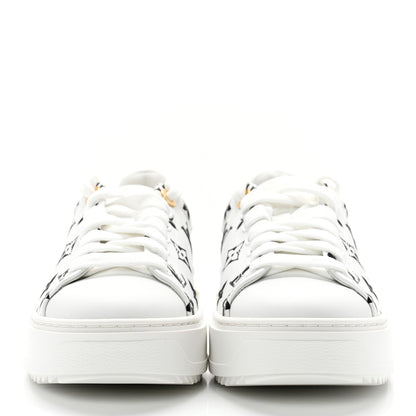 Louis Vuitton Calfskin Monogram Debossed Time Out Sneakers 37 Black 2 of 9