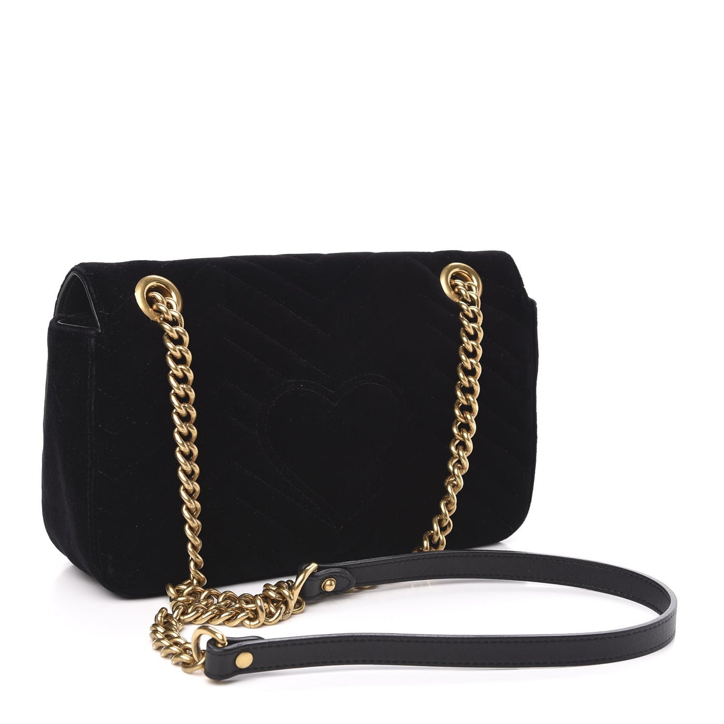 Velvet Matelasse Small GG Marmont Shoulder Bag Black