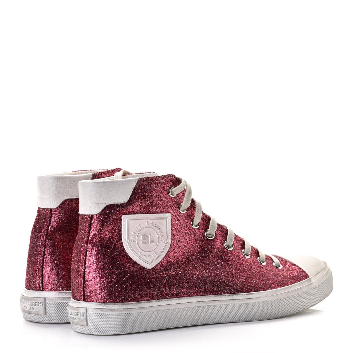 Rubber Glitter Bedford Hightop Sneakers 37.5 Pink White