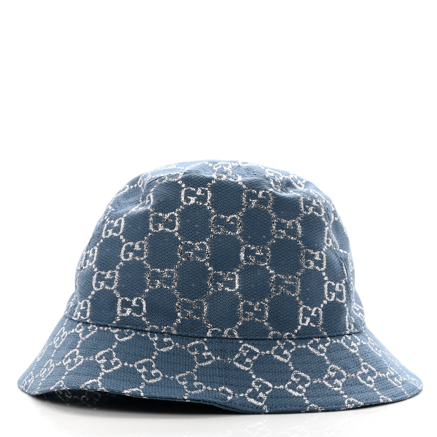 Canvas Lame GG Monogram Bucket Hat XS Light Blue Silver