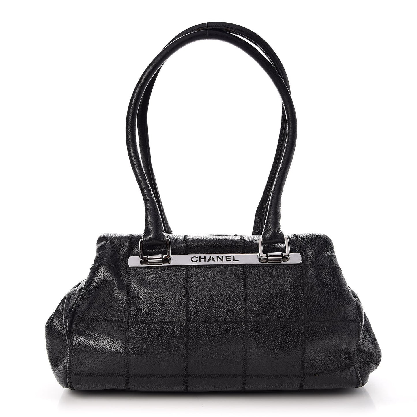 Caviar Square Stitched Medium Tote Black