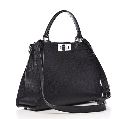 Fendi Cuoio Romano Selleria Bi-Color Medium Peekaboo Iconic Satchel Black Mou 4 of 13