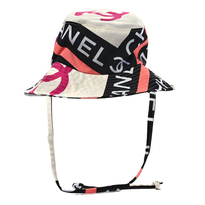 Chanel Cotton Logo Cloche Hat M Ecru Black Pink 3 of 6