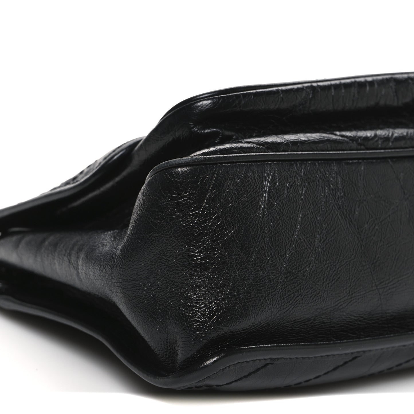 Crinkled Calfskin Matelasse Monogram Medium Niki Chain Satchel Black