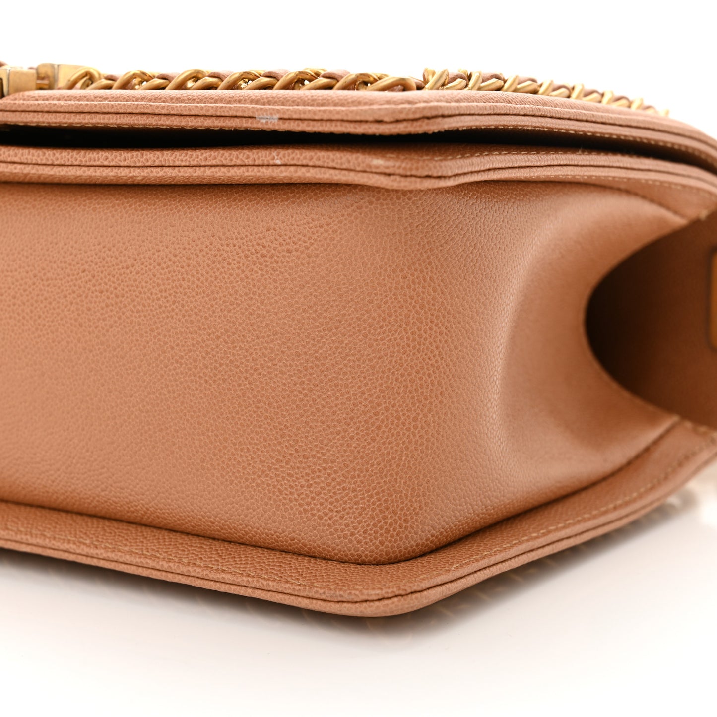 Caviar Quilted Chain Around Medium Boy Flap Beige