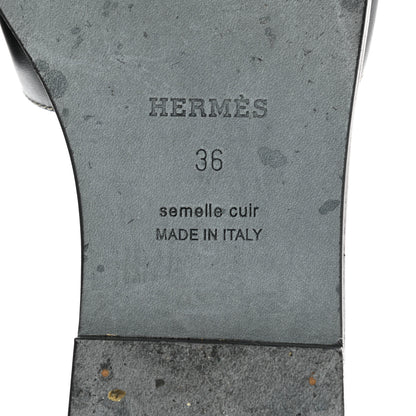 Hermes Box Calfskin Oran Sandals 36 Black 7 of 9
