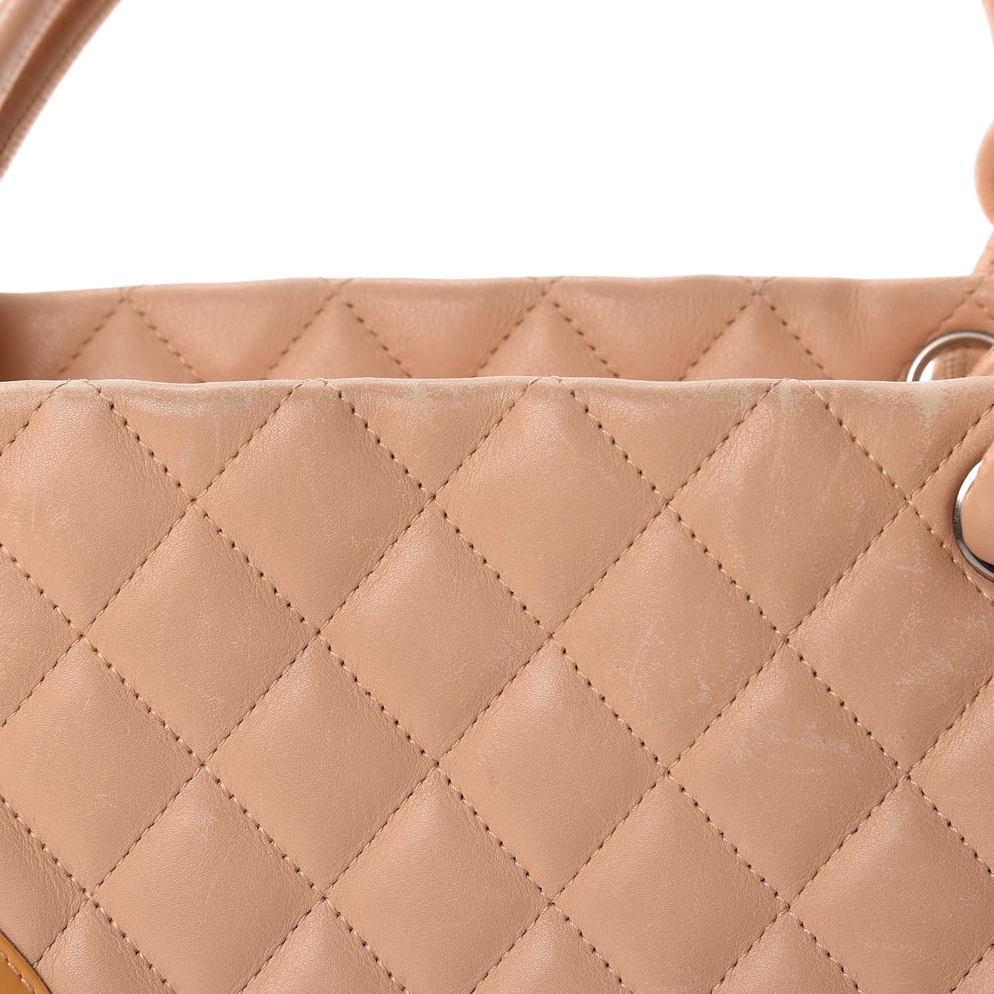 Calfskin Quilted Large Cambon Tote Beige