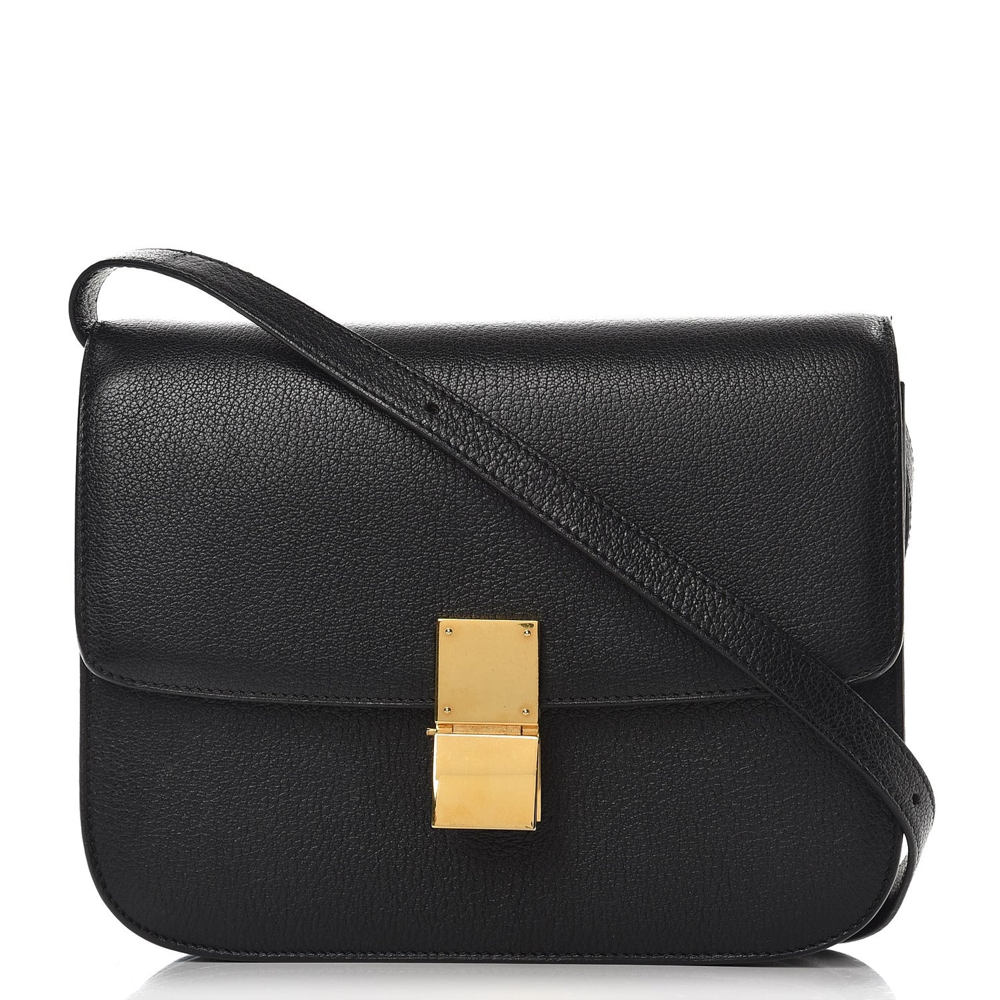 Goatskin Medium Classic Box Flap Bag Black