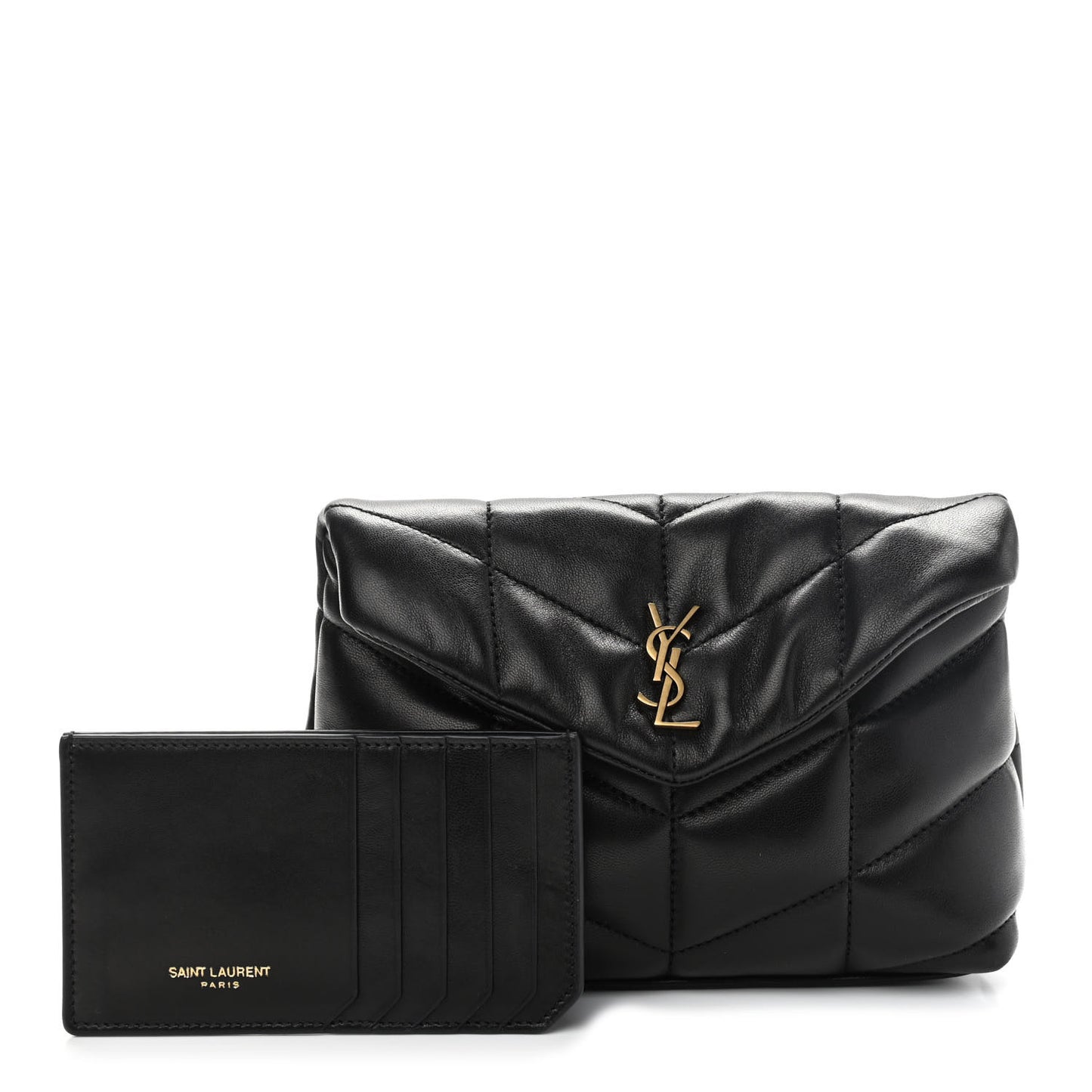 Lambskin Monogram Loulou Puffer Pouch Clutch Black