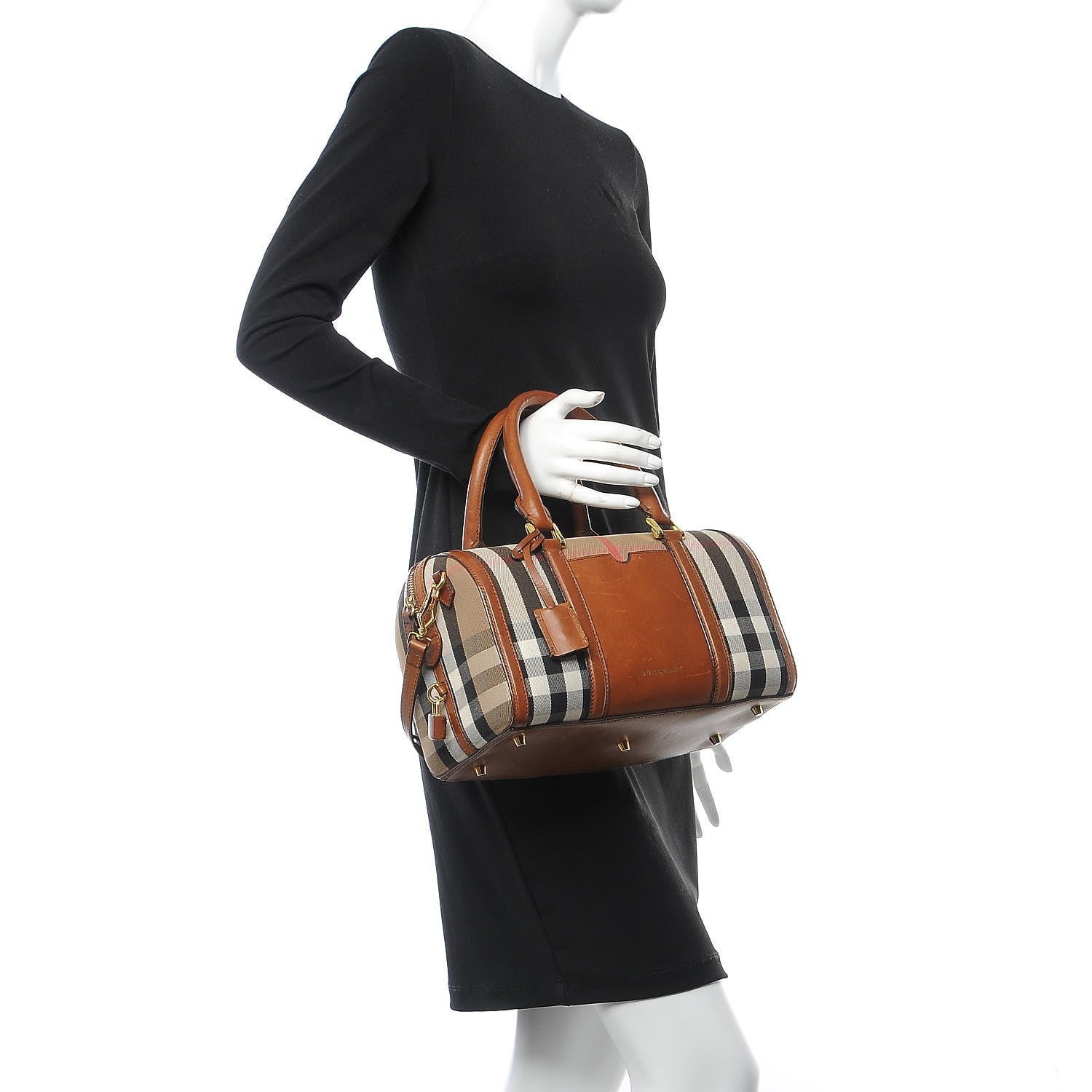 Burberry House Check Medium Alchester Bowling Bag Tan 3 of 20