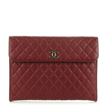 Chanel Calfskin Quilted Document Portfolio Holder Dark Red 1 of 7
