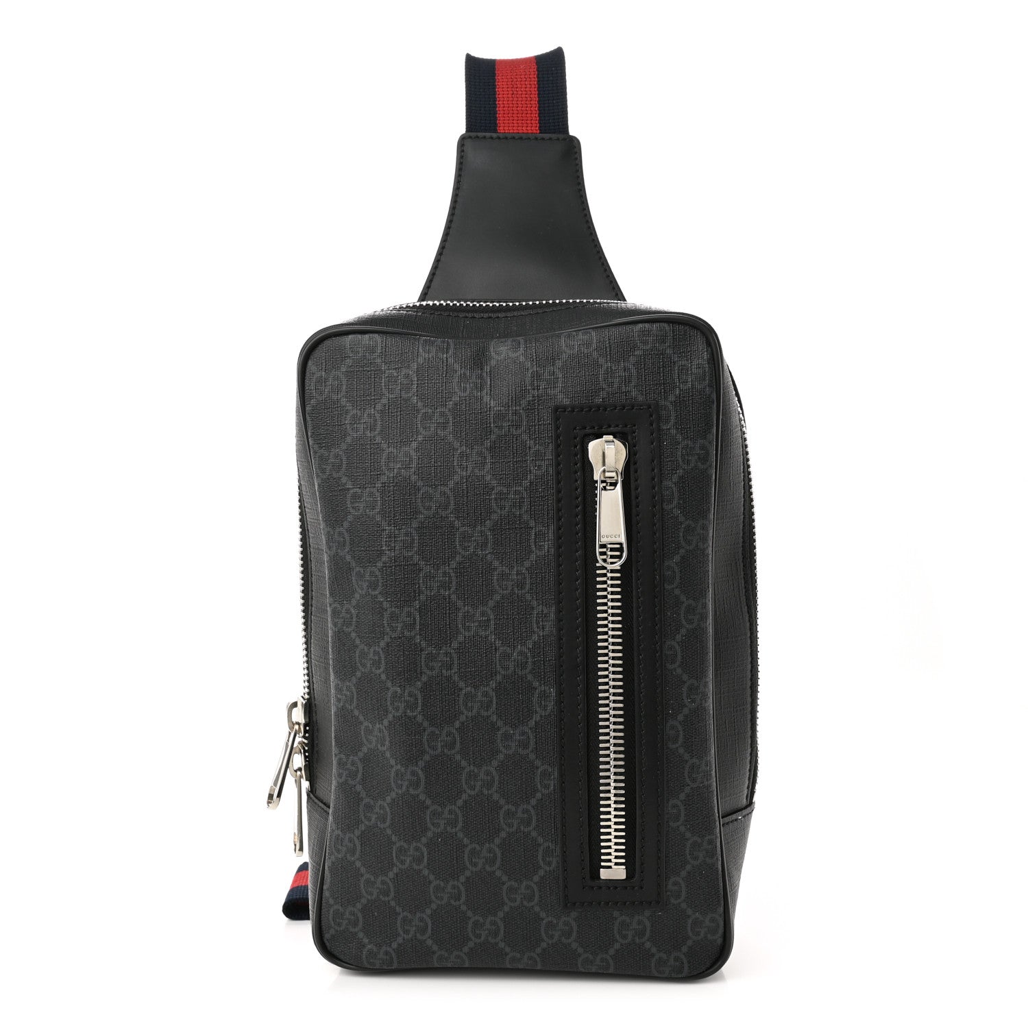 Gucci GG Supreme Monogram Web Belt Bag Black Grey 1 of 11