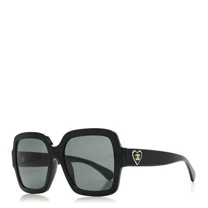 Chanel Acetate Square Heart Sunglasses 5479-A Black 1 of 8