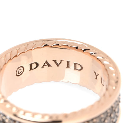 David Yurman 18K Rose Gold Cognac Diamond Pave Streamline Three Row Band Ring 60 9 4 of 5