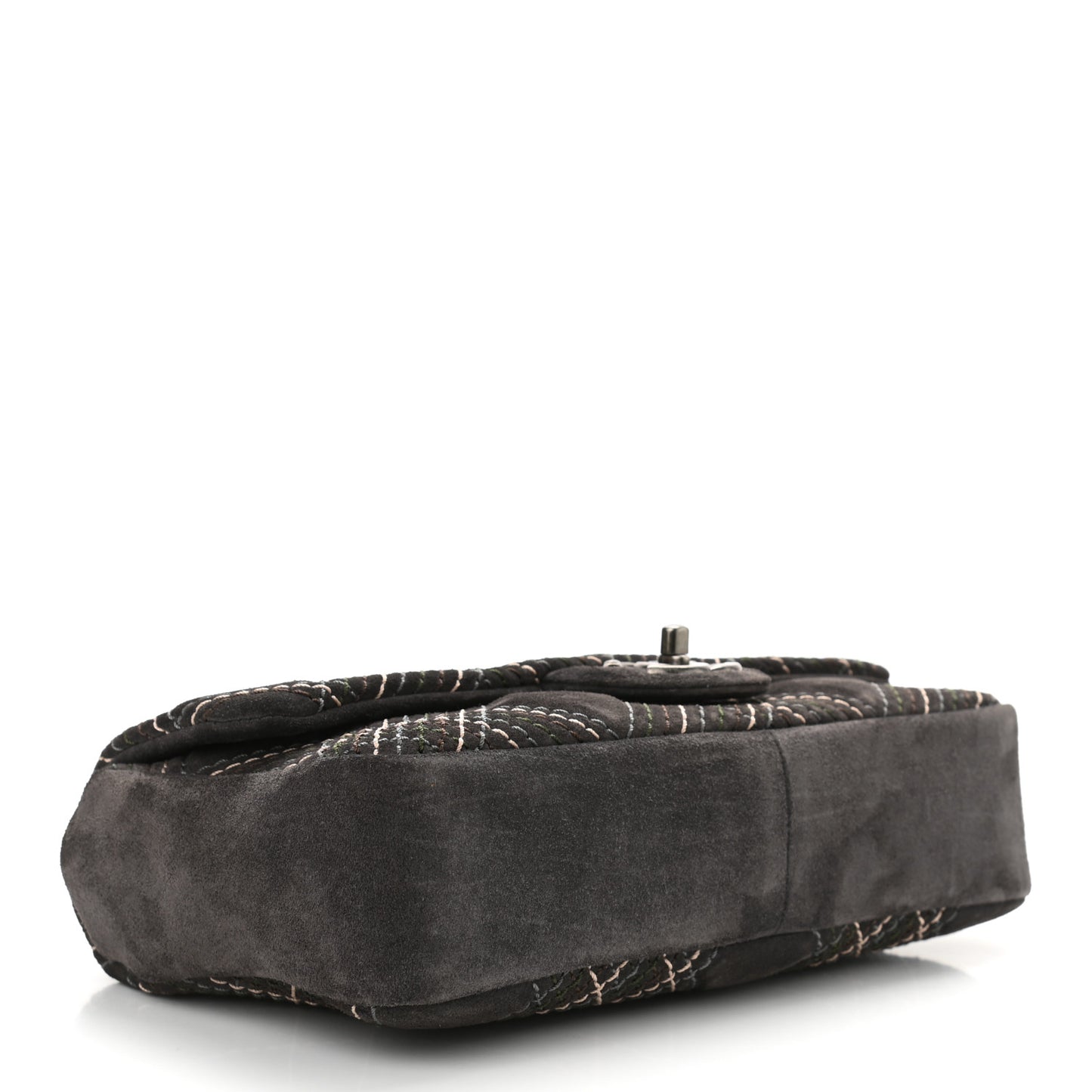 Suede Stitched Medium Saltire Single Flap Grey