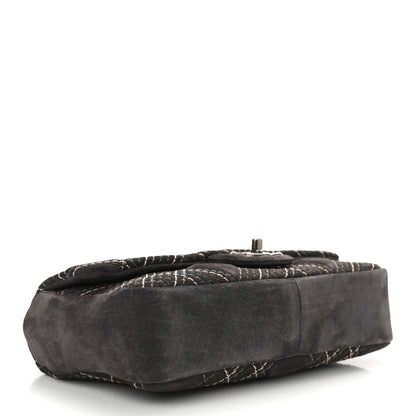 Chanel Suede Stitched Medium Saltire Single Flap Grey 4 of 10