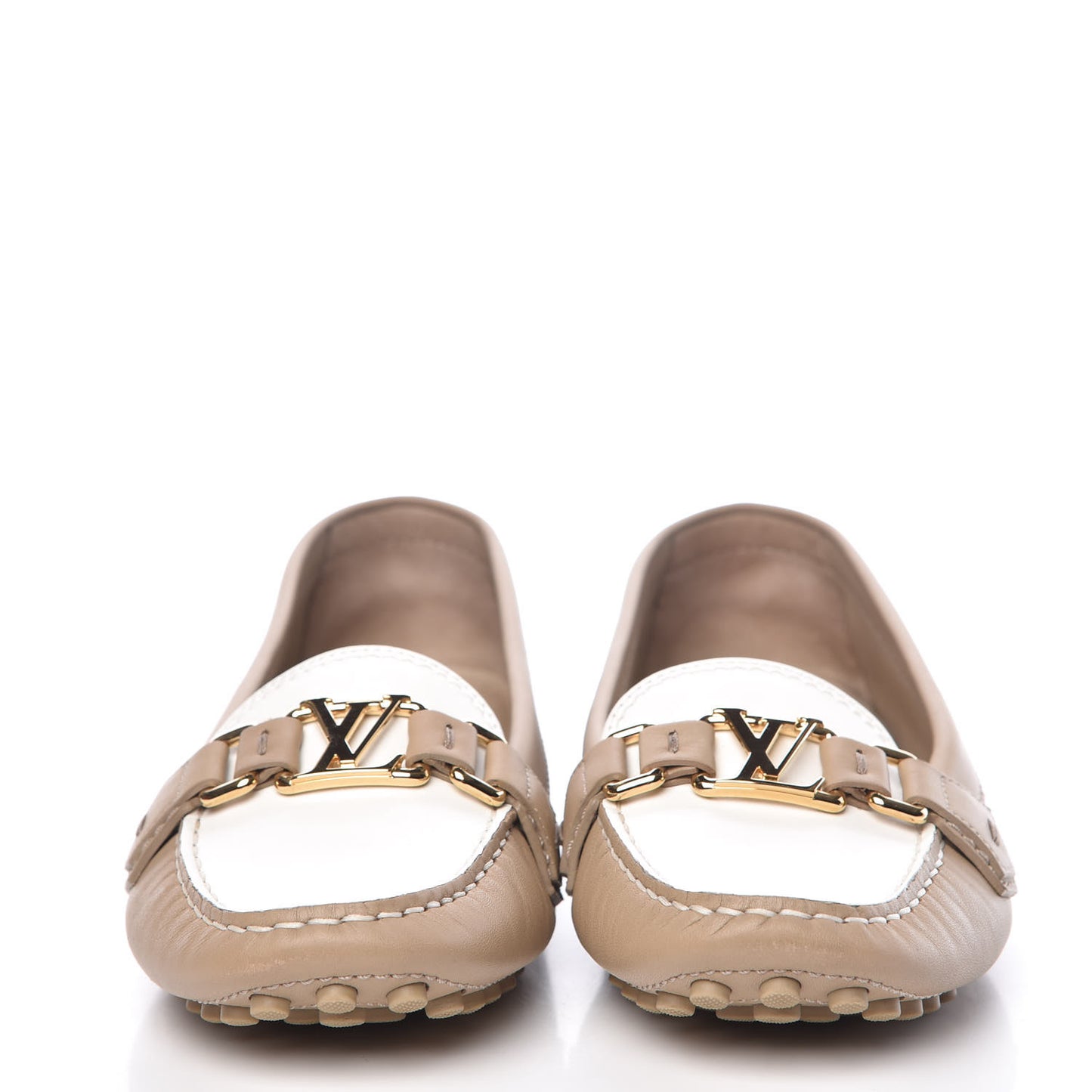 Calfskin Loafers 41 Beige White