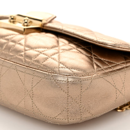 Christian Dior Metallic Lambskin Cannage Wallet on Chain Gold 10 of 10