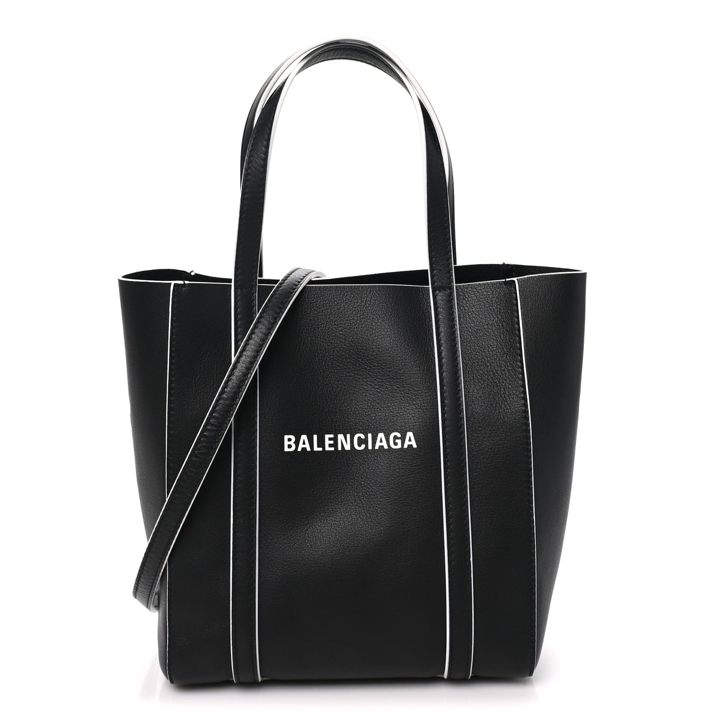 Smooth Calfskin Logo Double Sided XXS Everyday Tote Black White