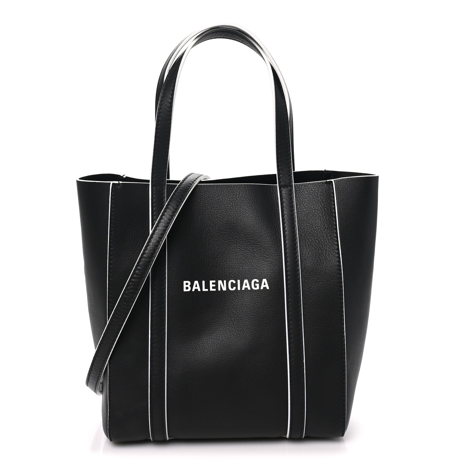 Balenciaga Smooth Calfskin Logo Double Sided XXS Everyday Tote Black White 1 of 9