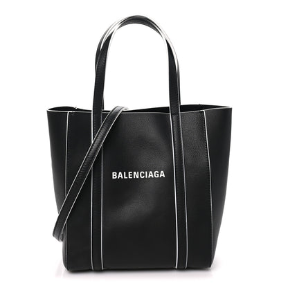 Balenciaga Smooth Calfskin Logo Double Sided XXS Everyday Tote Black White 1 of 9