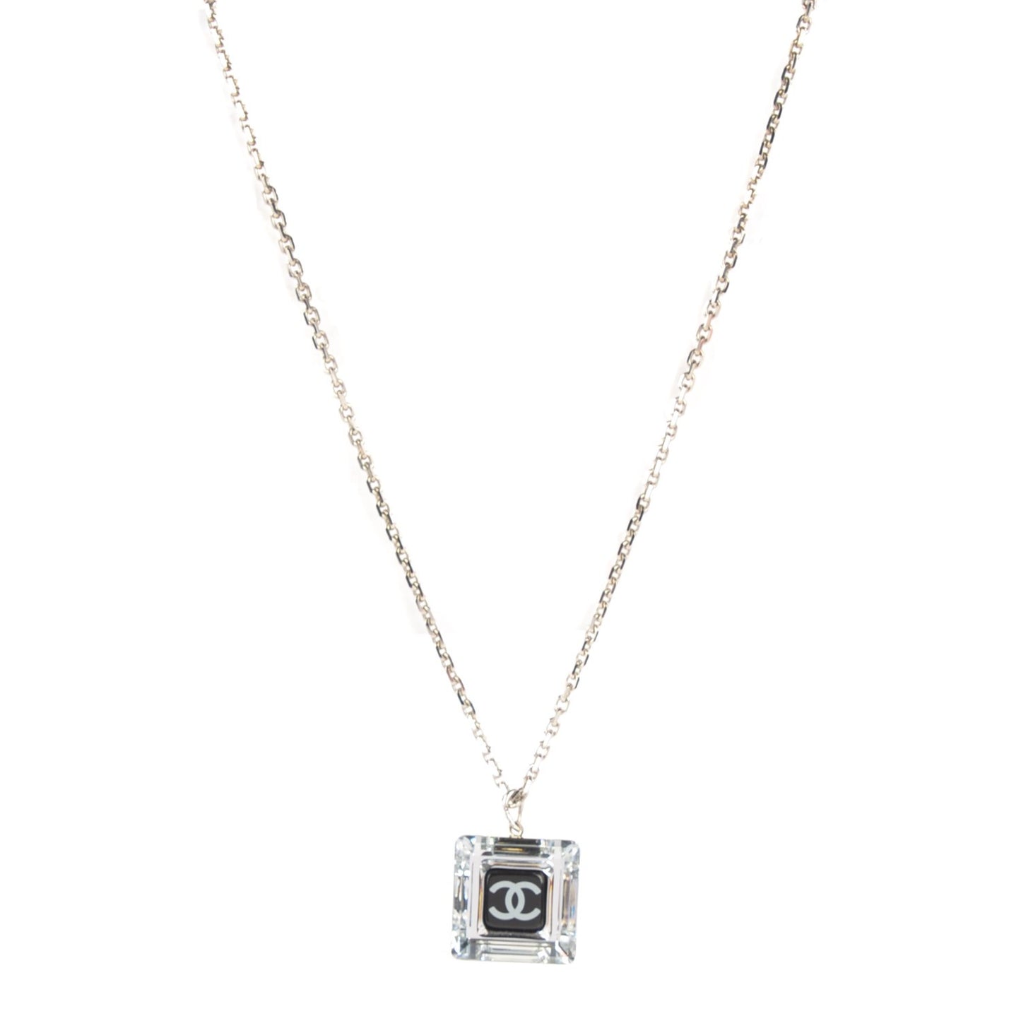 Crystal CC Square Charm Necklace