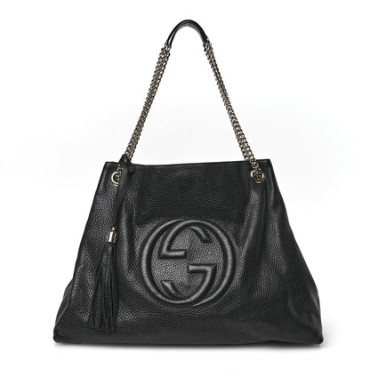 Gucci Pebbled Calfskin Large Soho Chain Shoulder Bag Black 1 of 12