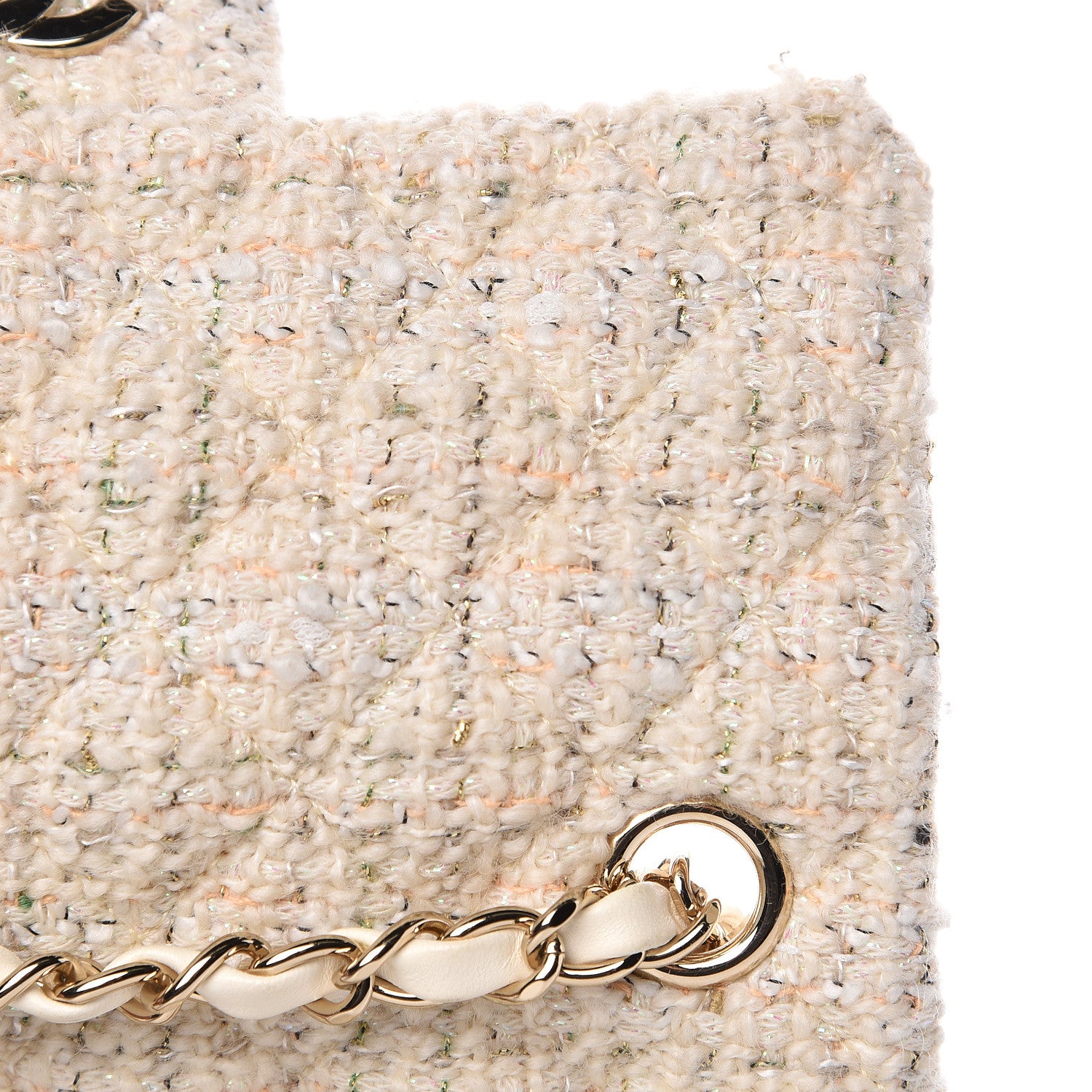 Chanel Tweed Quilted Mini Rectangular Flap Off White 12 of 15