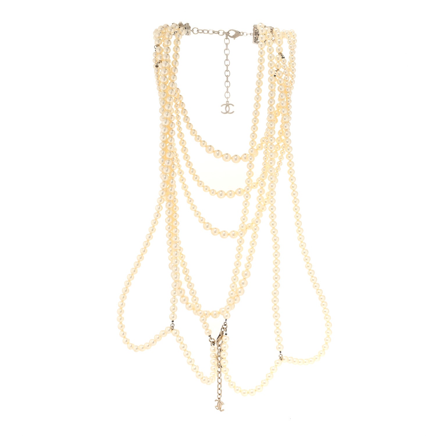 Chanel Gripoix Poured Glass Pearl CC Layered Pendant Necklace Yellow 3 of 6