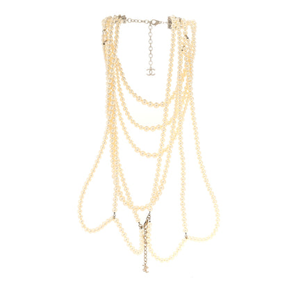 Chanel Gripoix Poured Glass Pearl CC Layered Pendant Necklace Yellow 3 of 6