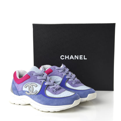 Chanel Nylon Calfskin Suede CC Womens Sneakers 38 Light Blue 9 of 9