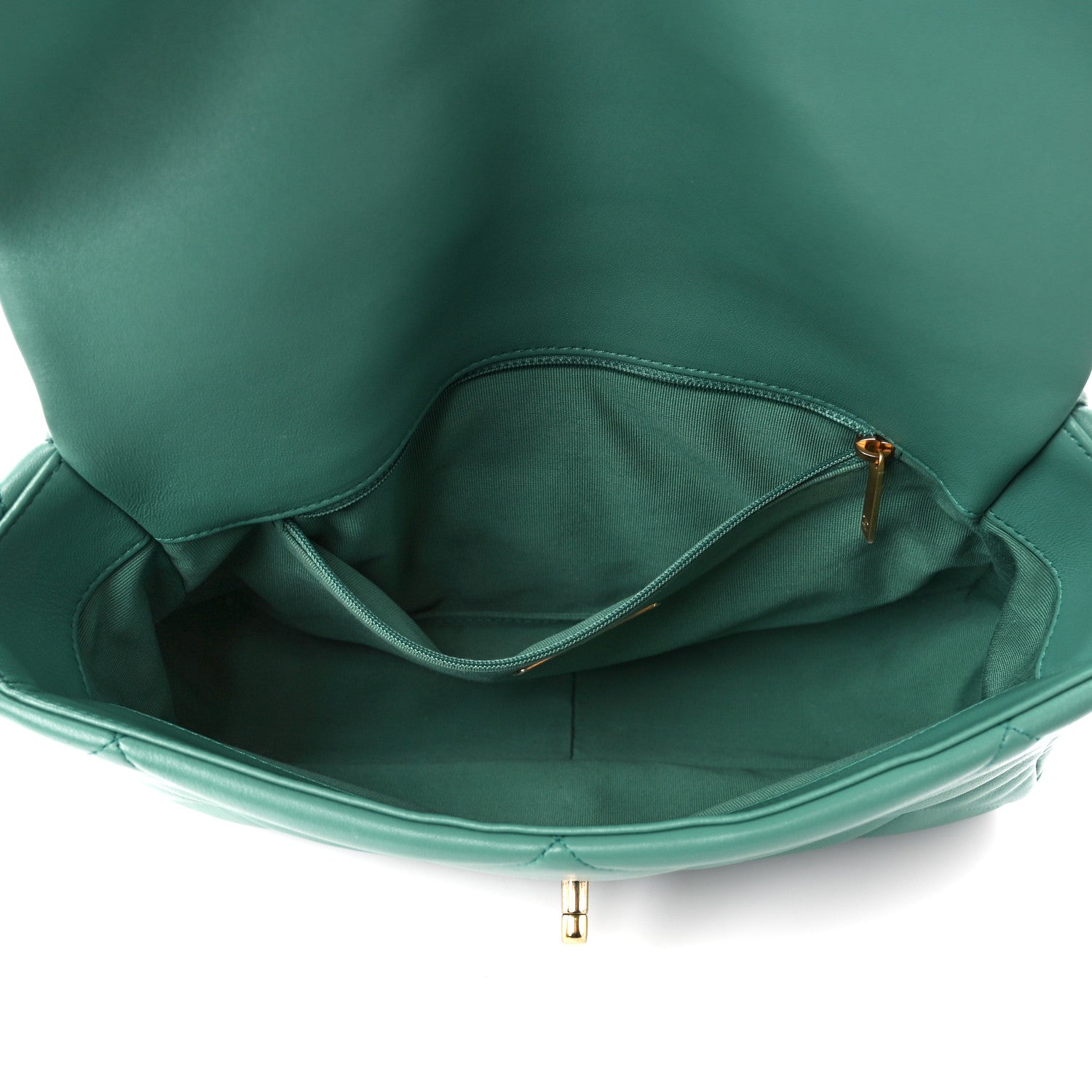 Chanel Lambskin Quilted Large Chanel 19 Flap Dark Green 4 of 9