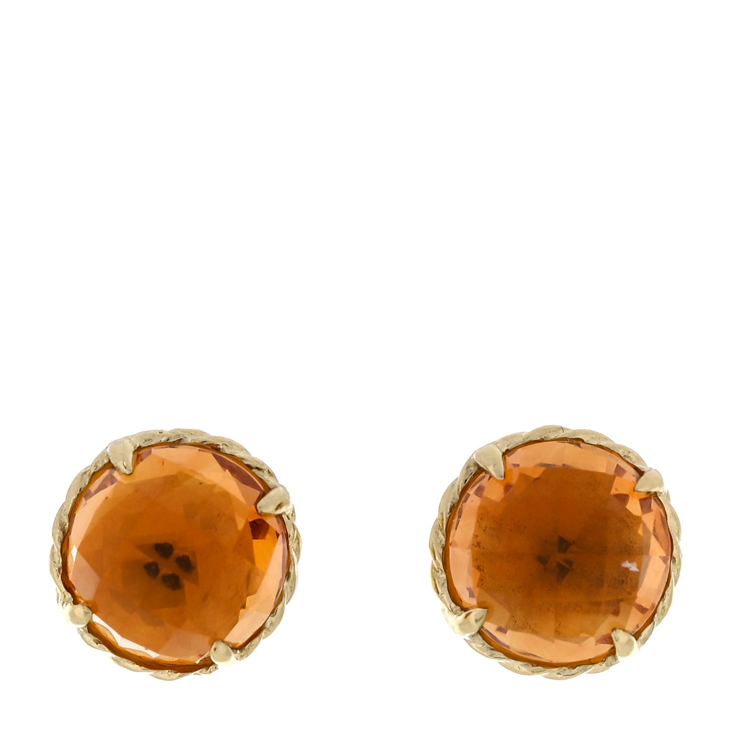 18K Yellow Gold Citrine 8mm Chatelaine Earrings