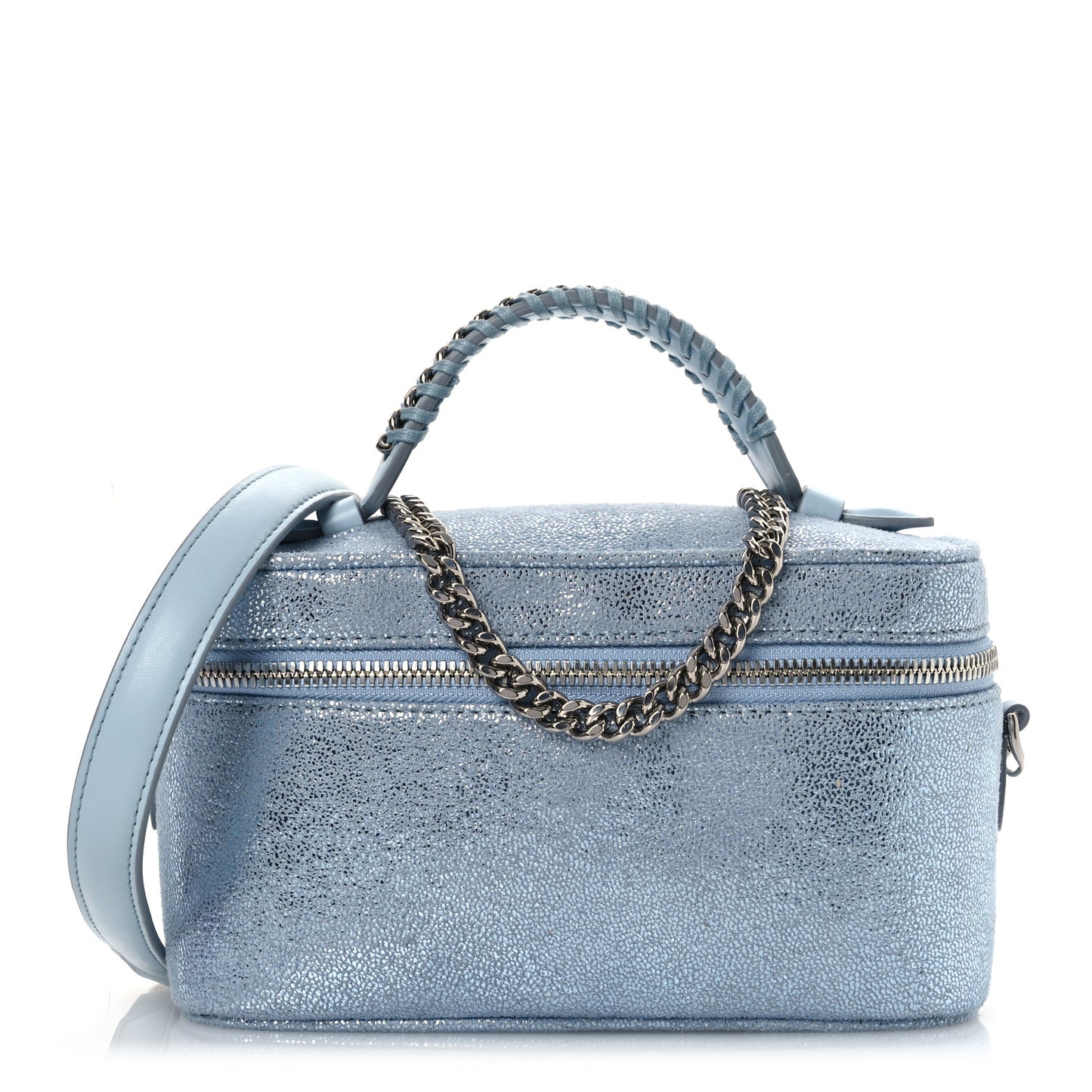 Metallic Shaggy Deer Falabella Cosmetic Case Blue