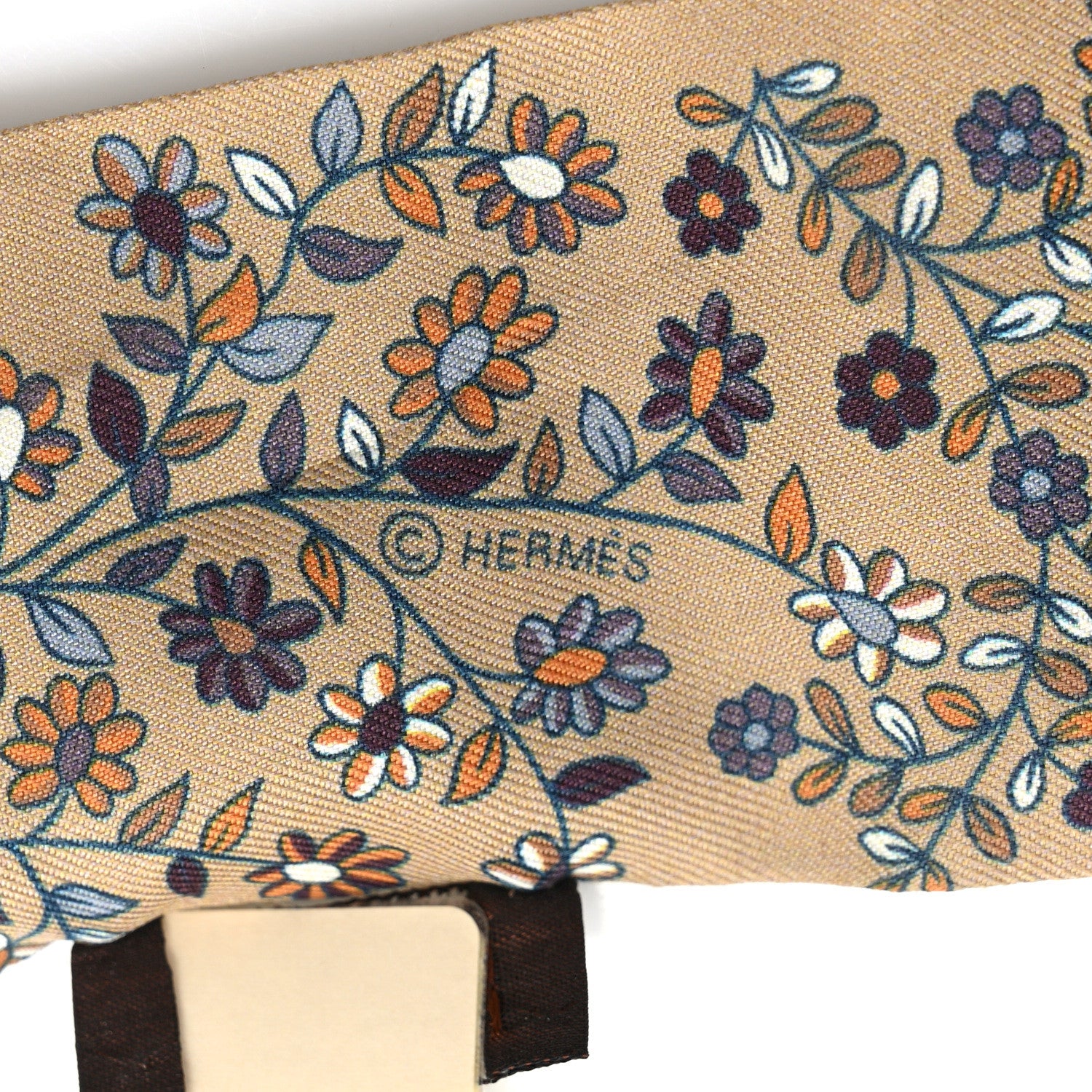 Hermes Silk L'Arbre De Vie Twilly Camel Gris Bleuete Caramel 3 of 4